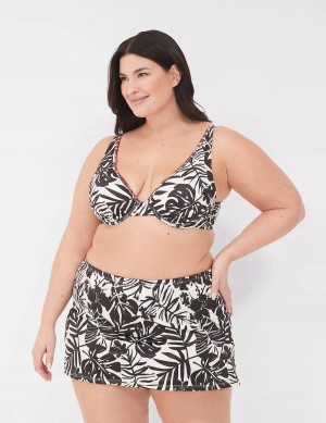 Women Lane Bryant Underwire Plunge Bikini Top White Black | URR8324RB