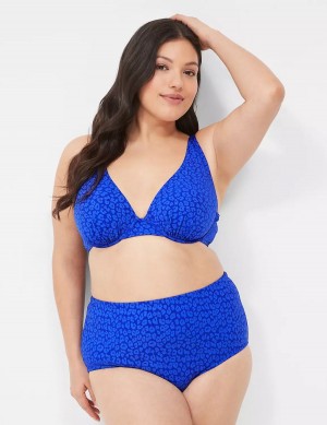 Women Lane Bryant Underwire Plunge Bikini Top Dark Blue | WTU5161FZ