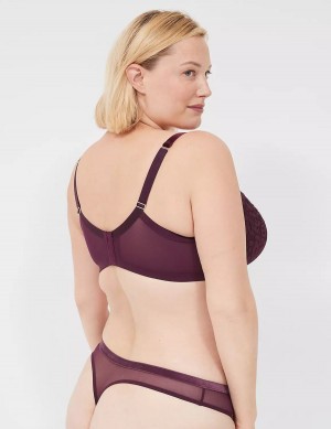 Women Lane Bryant Velvet-Trim Thong Panty Burgundy | UMS9454YY