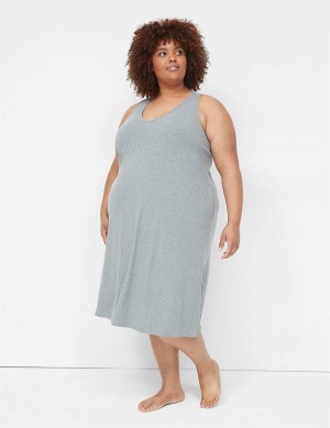 Women Lane Bryant Wide Rib High-Slit Midi Dress Grey | YPJ5632MS