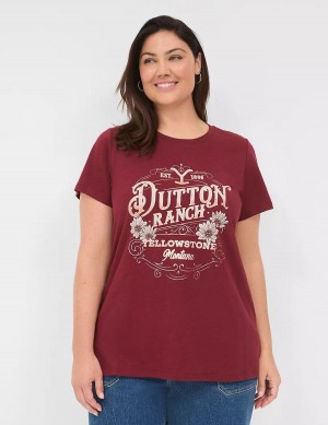 Women Lane Bryant Yellowstone Dutton Ranch Graphic Tee T Shirts Red | ZUT5631EI