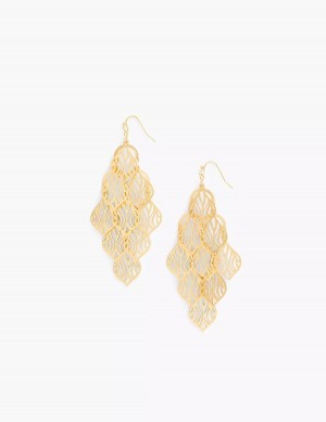 Women Lane Bryant Zebra Print Chandelier Earrings Gold | CSS2230PV