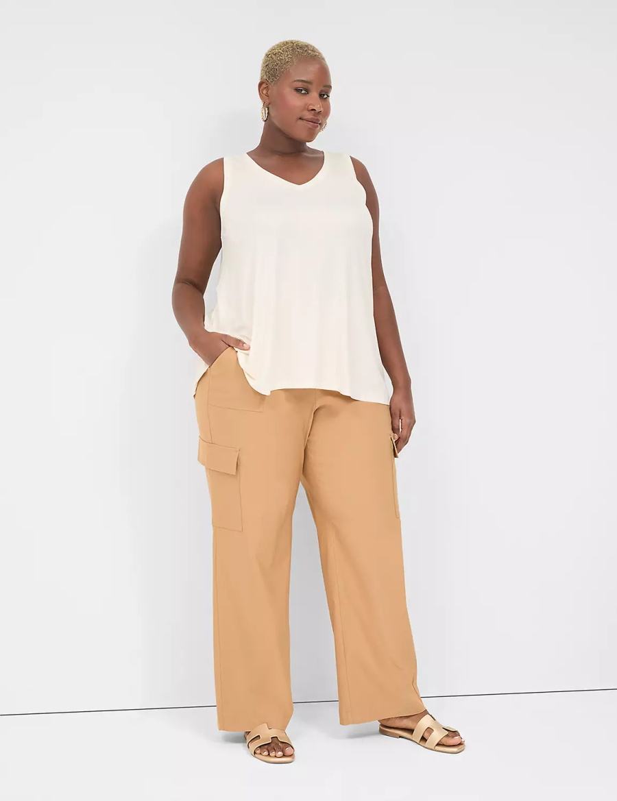 Women Lane Bryant 4-Season Pull-On Straight Cargo Pants Brown | EPH7986DM