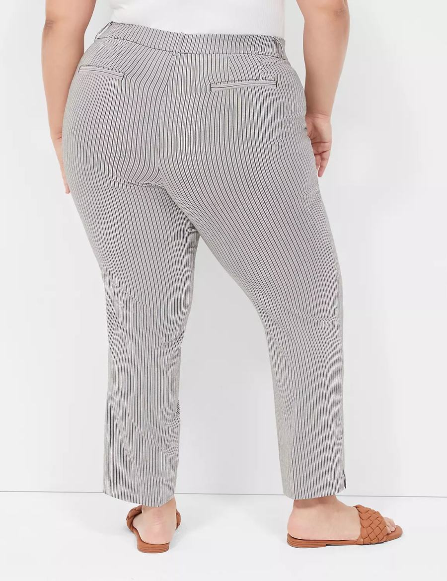 Women Lane Bryant 4-Season Slim Ankle Pants Black Stripes | OAN1082UM