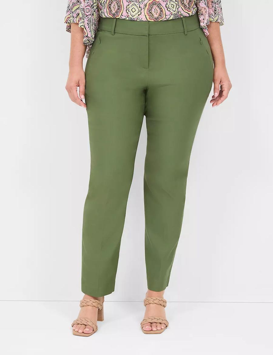 Women Lane Bryant 4-Season Slim Ankle Pants Brown Green | CJP1289UY