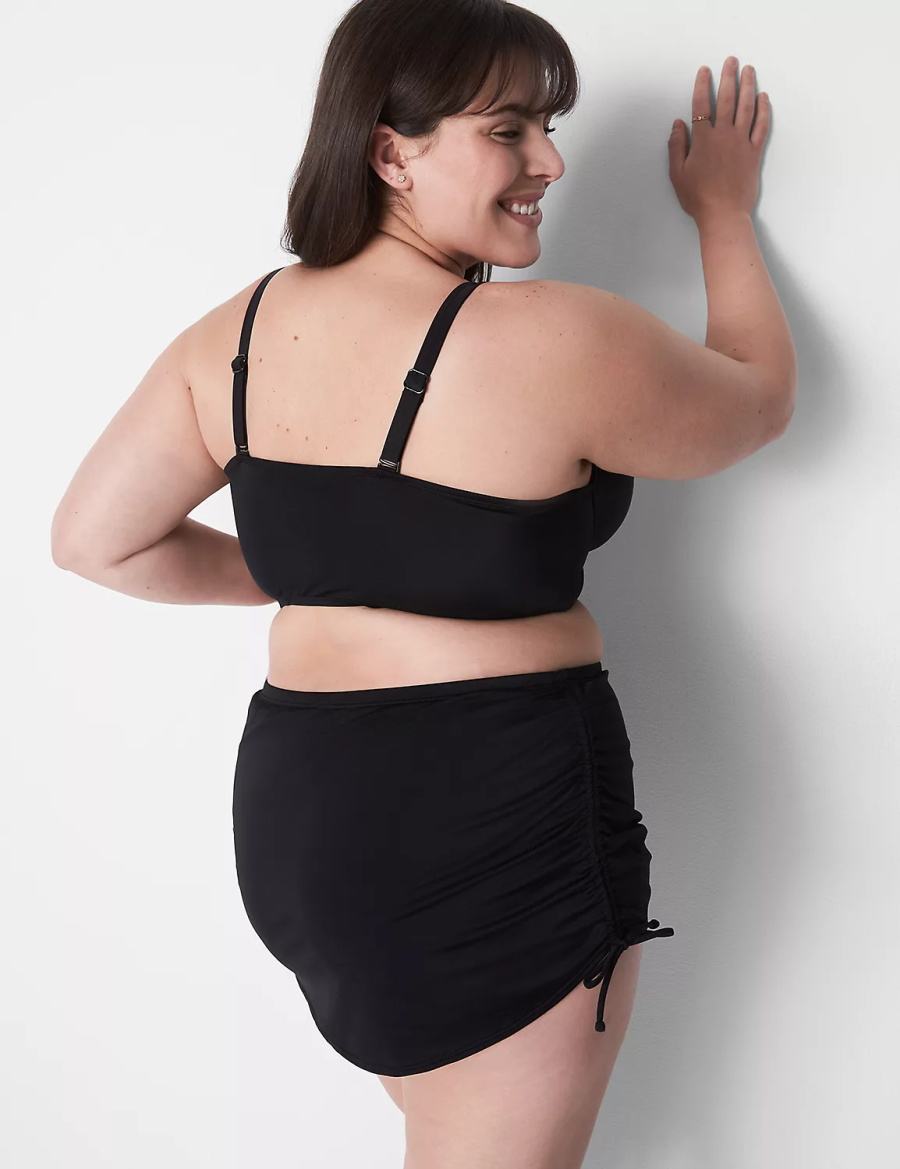 Women Lane Bryant Adjustable Swim Skirts Black | UWS1271ZW