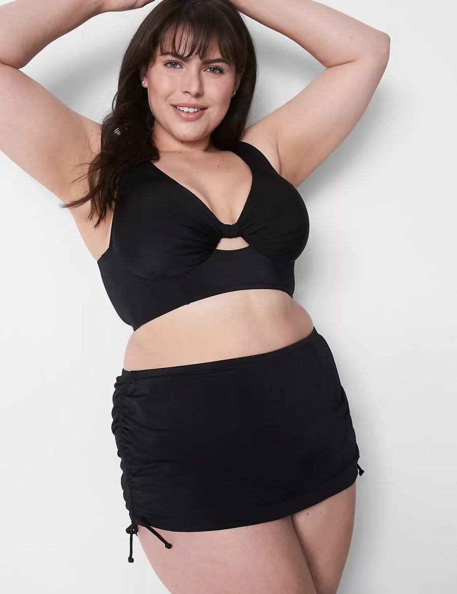 Women Lane Bryant Adjustable Swim Skirts Black | UWS1271ZW