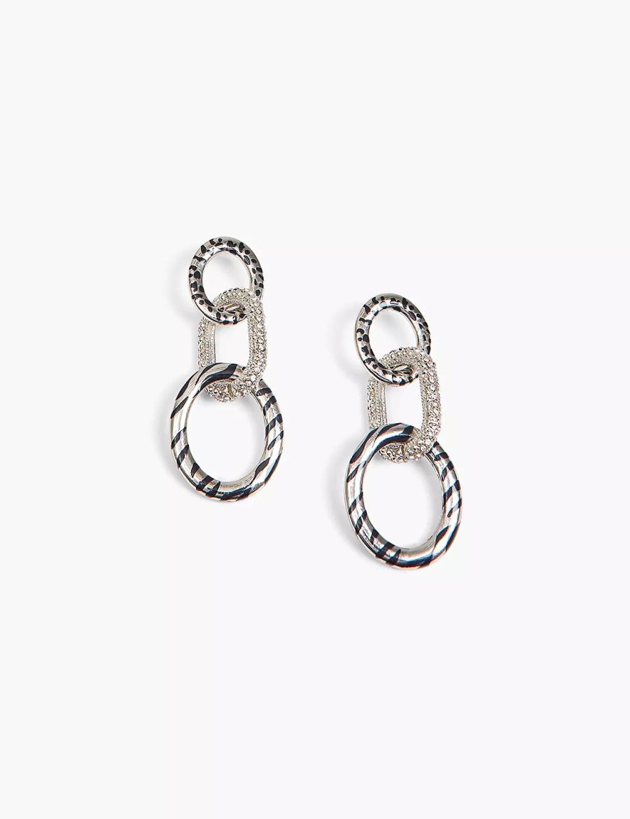 Women Lane Bryant Animal Print-Link Earrings Silver | HMN8158BF