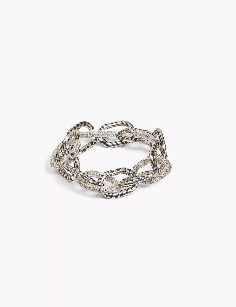 Women Lane Bryant Animal Print-Link Stretch Bracelets Silver | ONQ1666OA