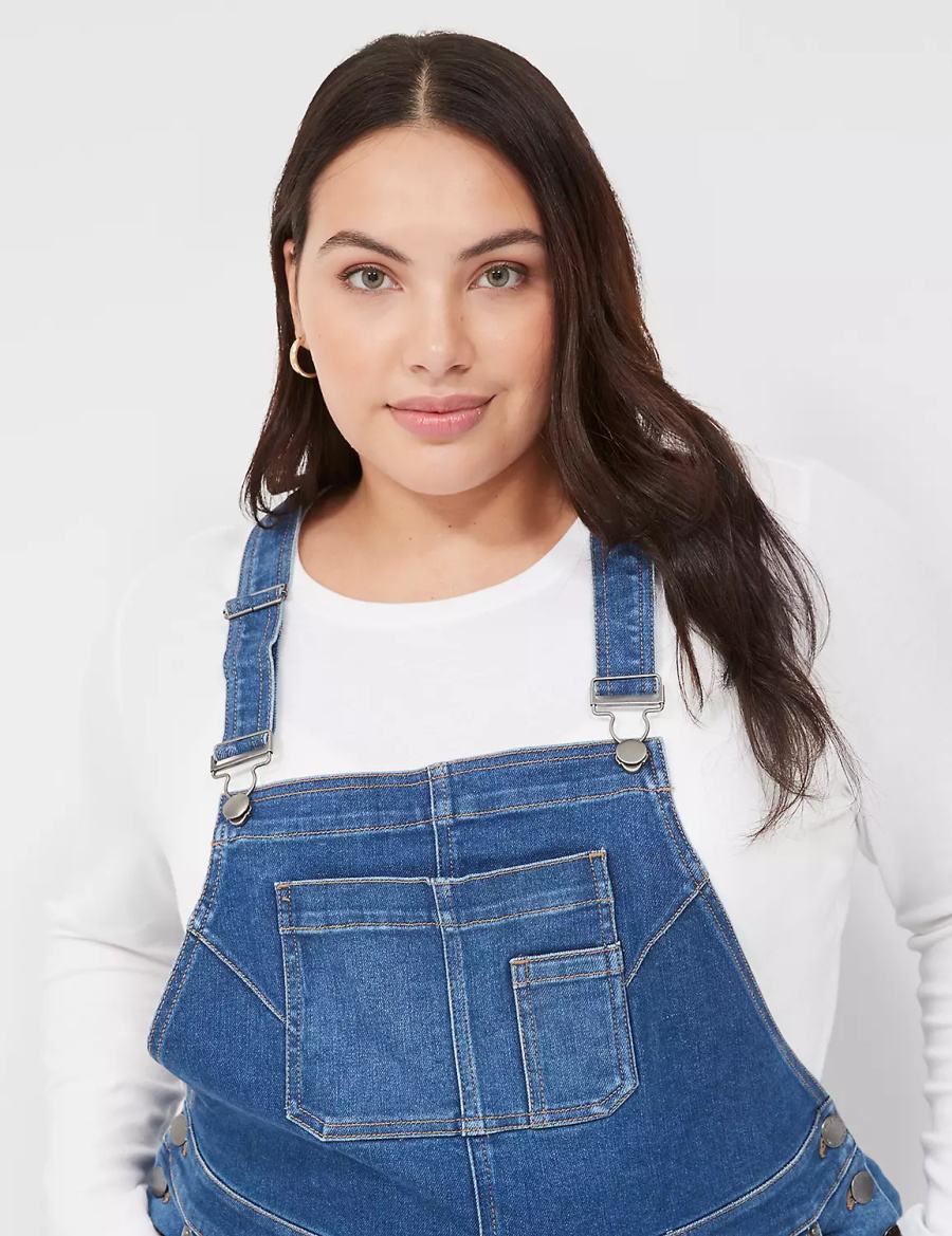 Women Lane Bryant Authentic Straight Leg Denim Overall Blue | NBM8449JI