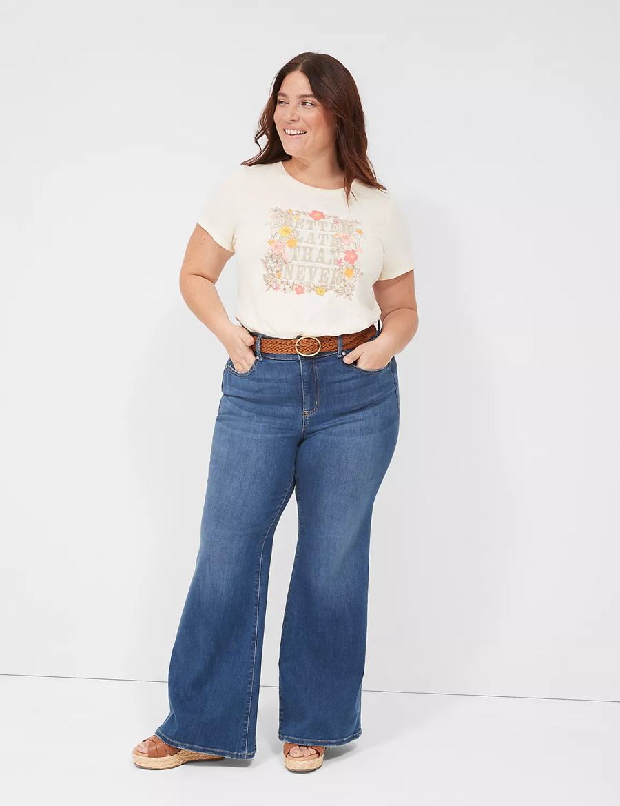 Women Lane Bryant Better Late Than Never Graphic Tee T Shirts White | SEH9214SJ