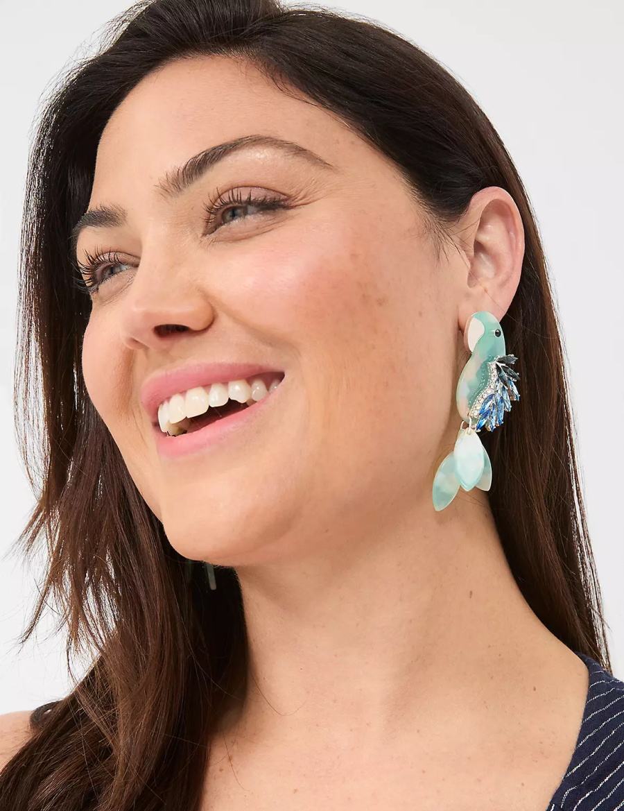 Women Lane Bryant Blue Parrot Statement Earrings Silver | ZQV159GN