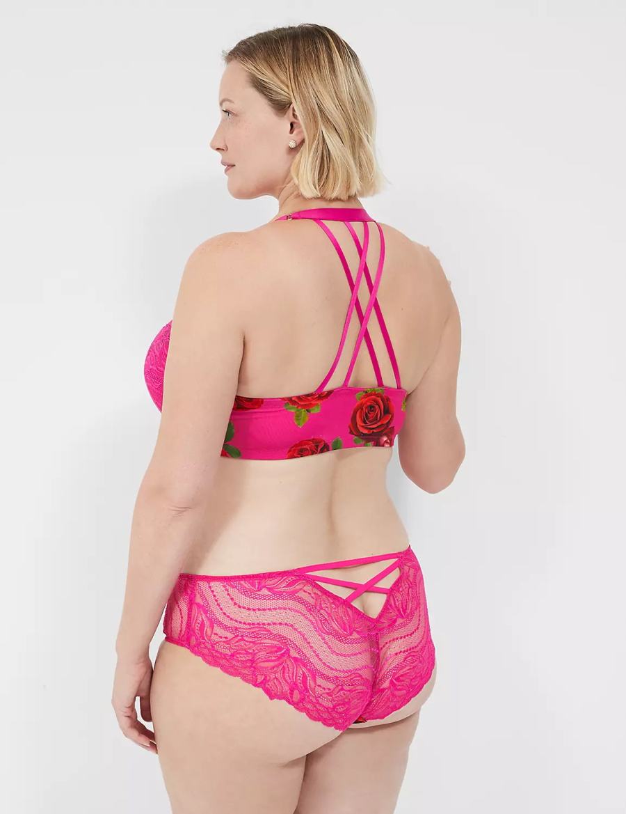 Women Lane Bryant Boost Plunge Bralettes Rose Fuchsia | YMV852VI