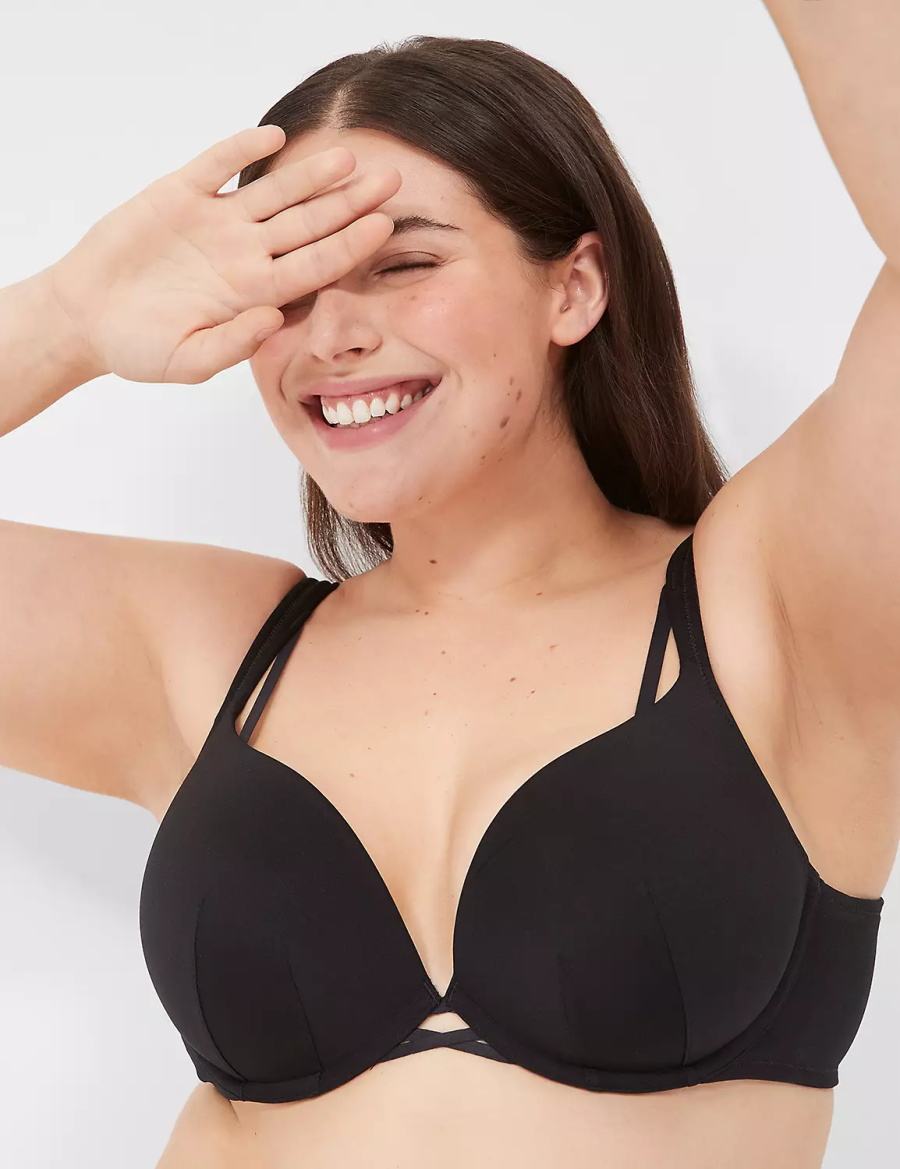 Women Lane Bryant Boost Plunge Bralettes Black | FIE5184JG