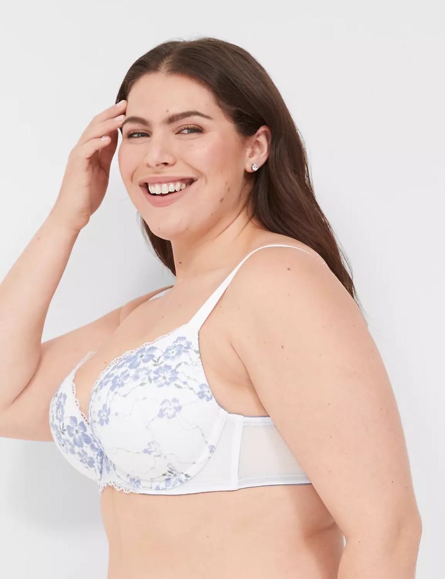 Women Lane Bryant Boost Plunge With Lace Bralettes White | YKW1097TM