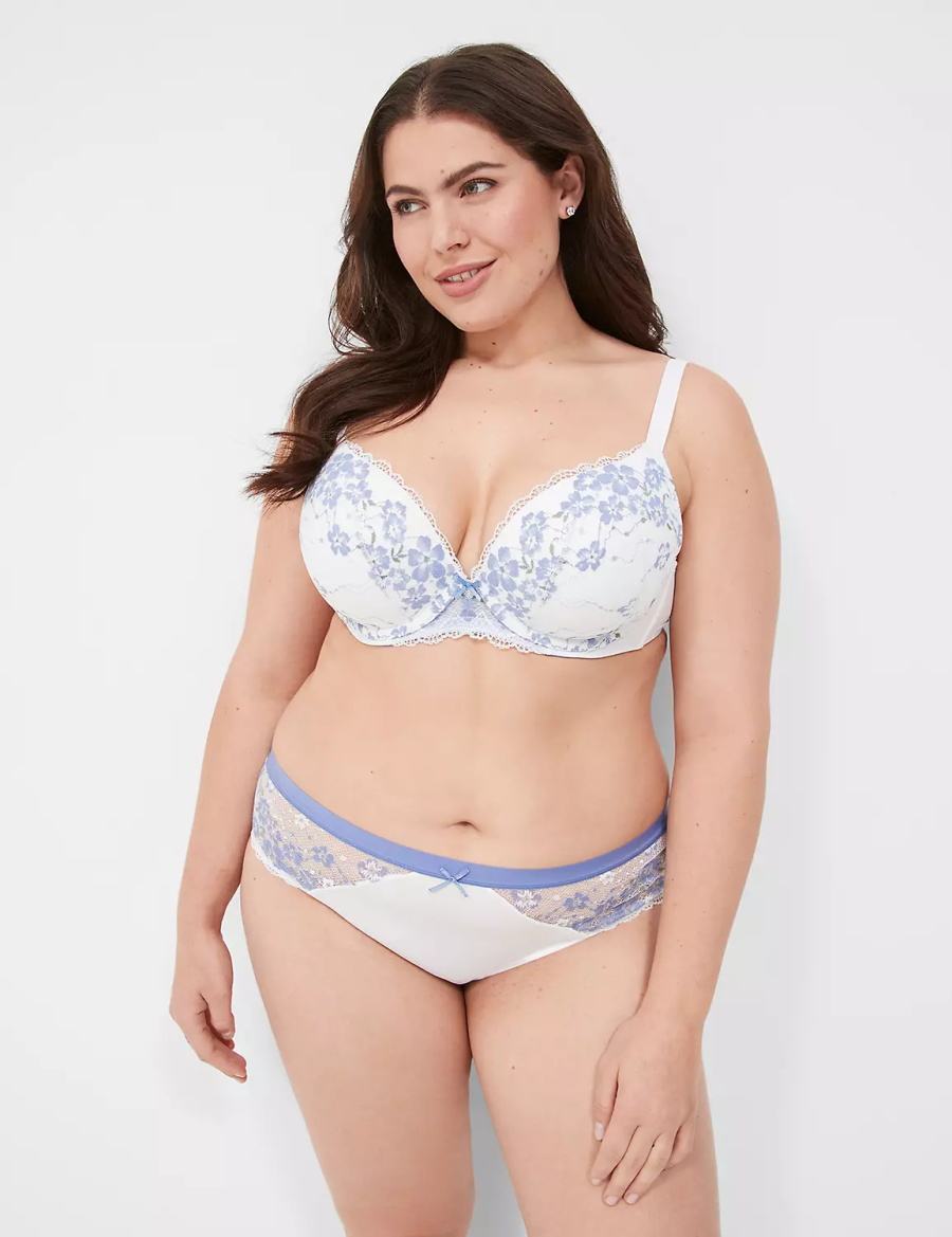 Women Lane Bryant Boost Plunge With Lace Bralettes White | YKW1097TM