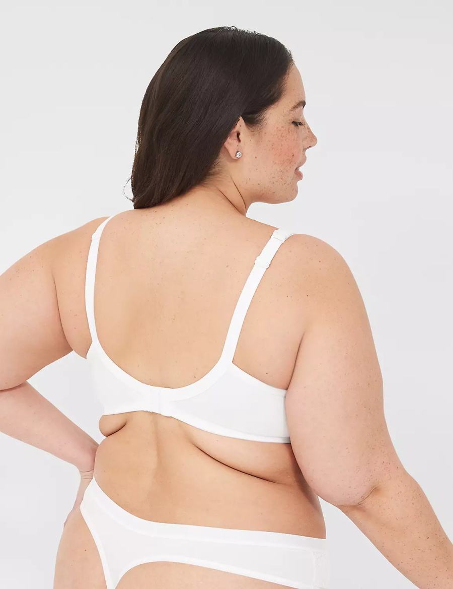 Women Lane Bryant Boost Plunge With Lace Bralettes White | TZM8082RS