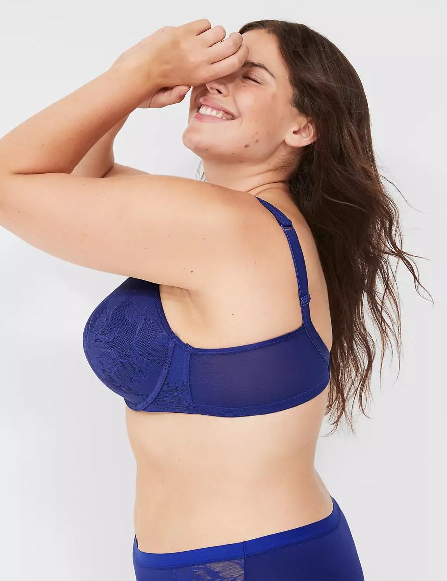 Women Lane Bryant Boost Plunge With Lace Bralettes Blue | ZBP6279KX