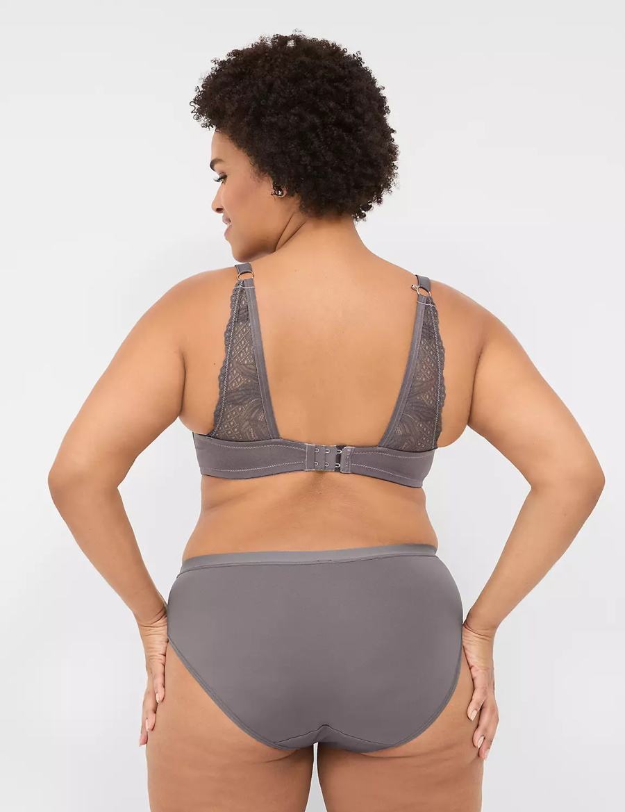 Women Lane Bryant Boost Plunge With Lace Bralettes Dark Grey | AAJ8066QP