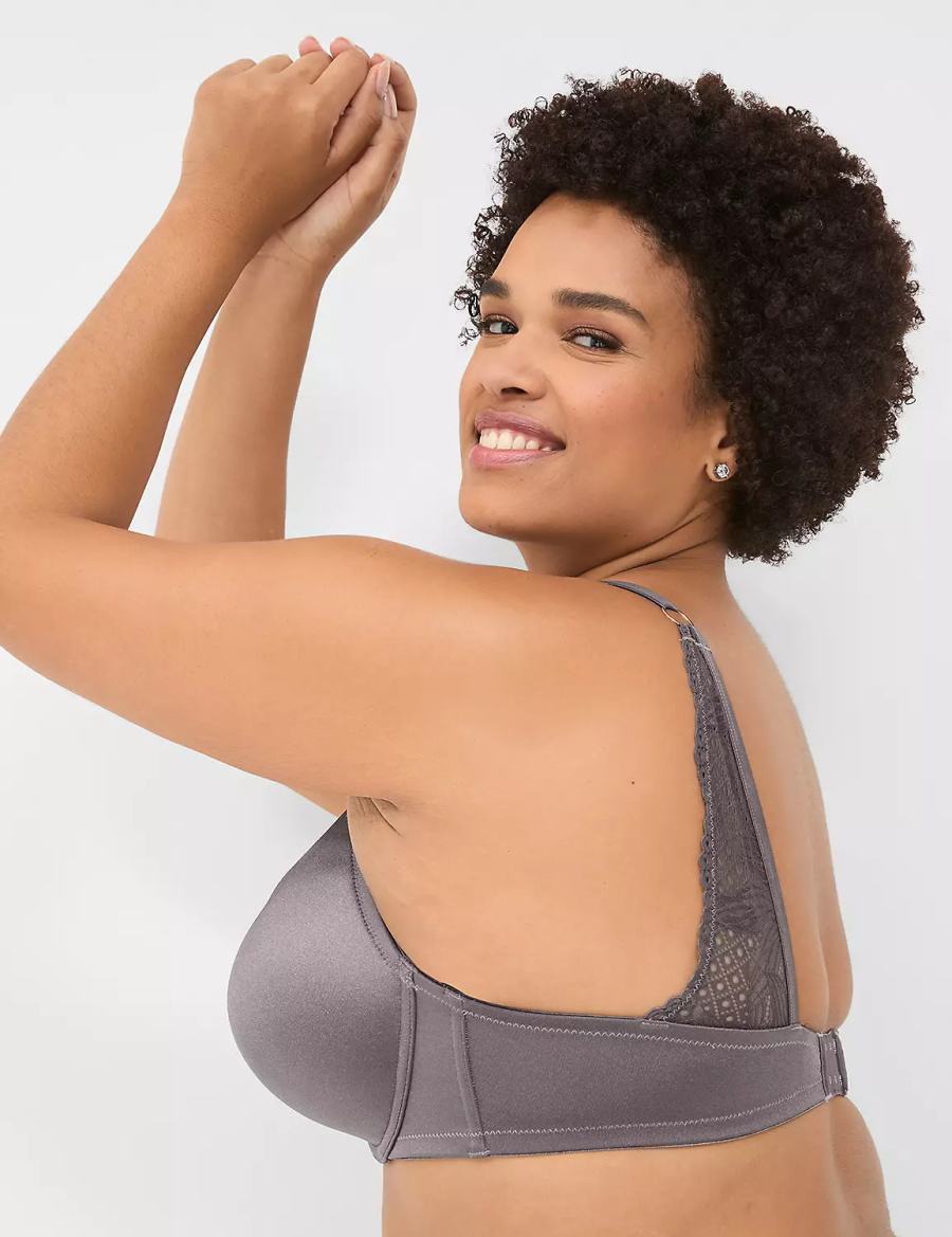 Women Lane Bryant Boost Plunge With Lace Bralettes Dark Grey | AAJ8066QP