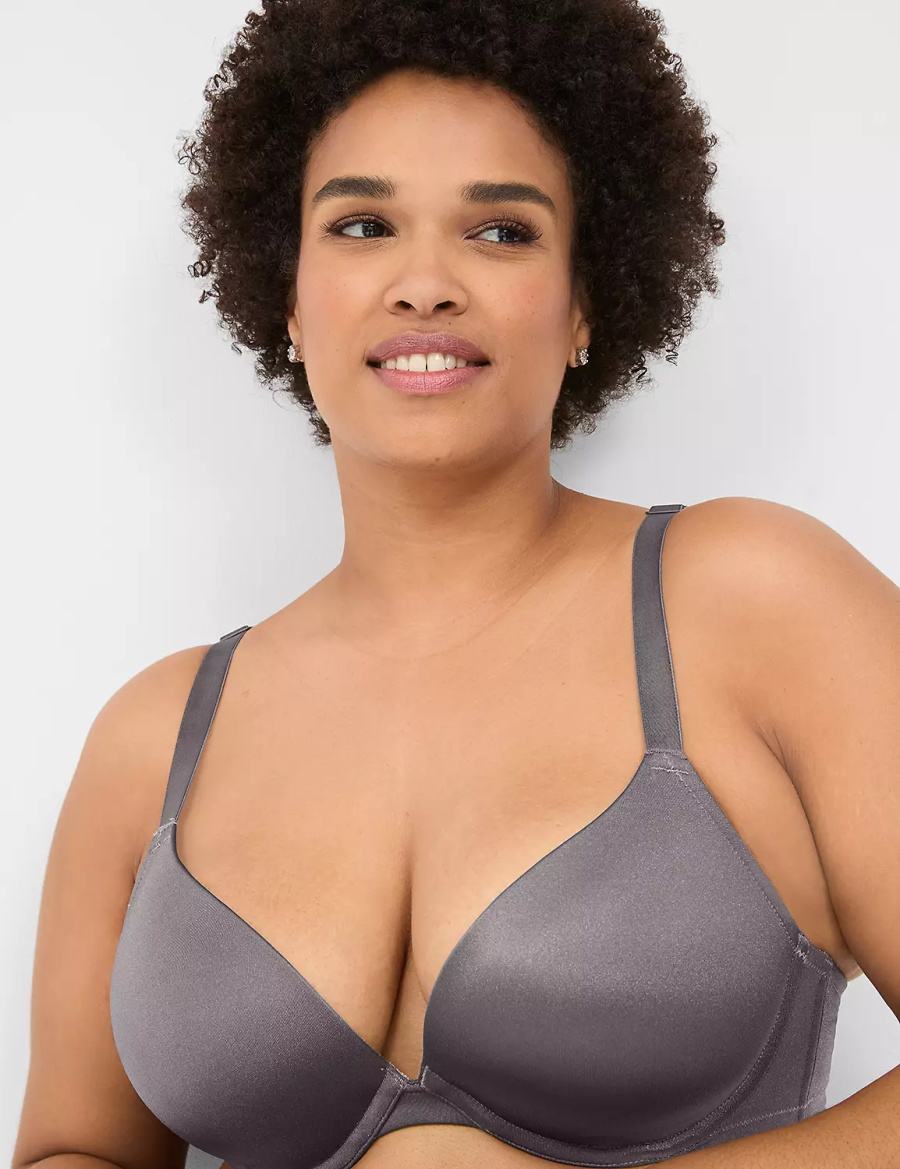 Women Lane Bryant Boost Plunge With Lace Bralettes Dark Grey | AAJ8066QP