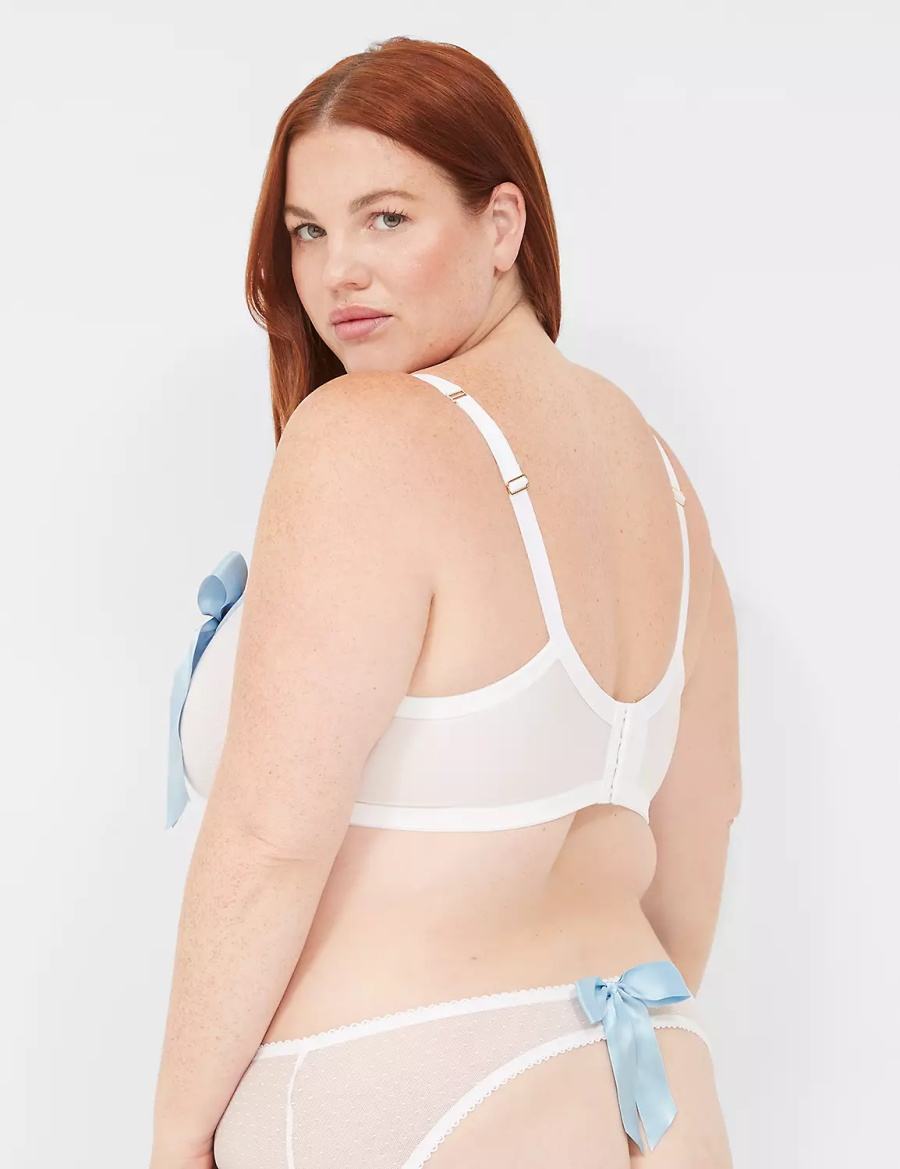 Women Lane Bryant Bow-Back Sheer Briefs White | ZFU626LS