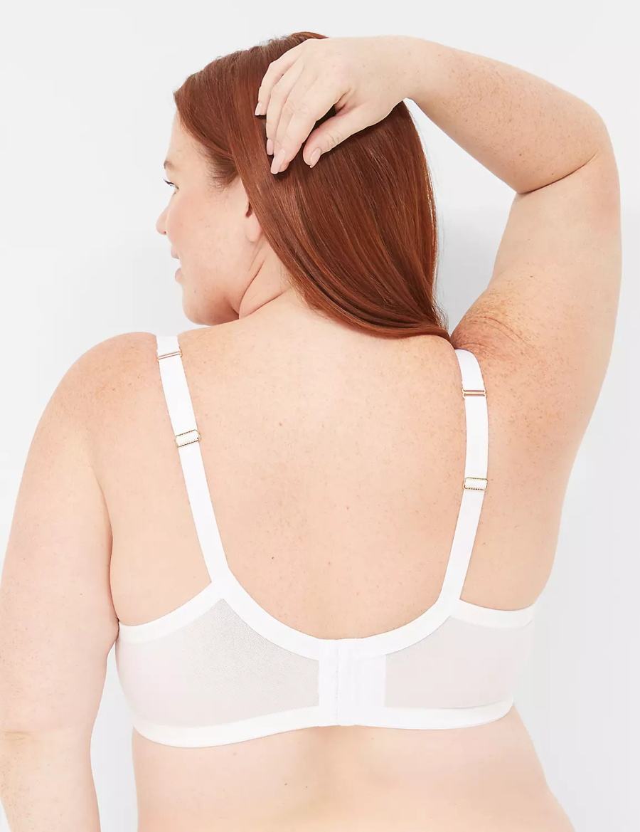 Women Lane Bryant Bow-Front Sheer Unlined Balconette Bra White | CZI4286OR