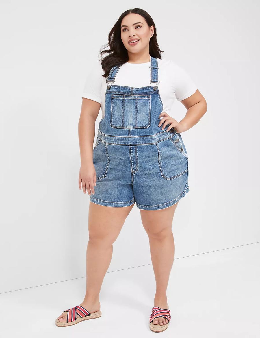 Women Lane Bryant Boyfriend Denim Overall Blue | UFP271CC