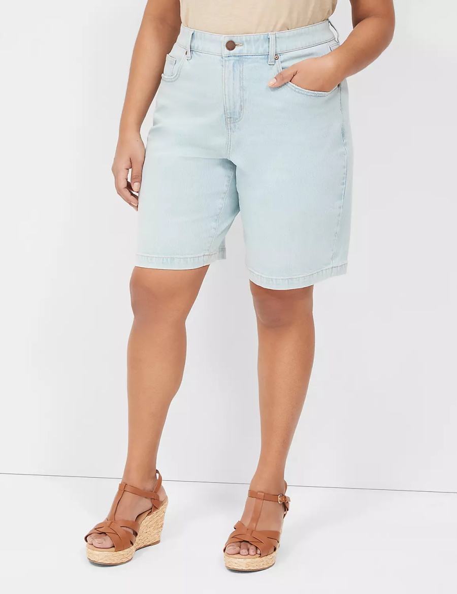 Women Lane Bryant Boyfriend Fit Bermuda Jean Shorts Light Blue | TLM698HP