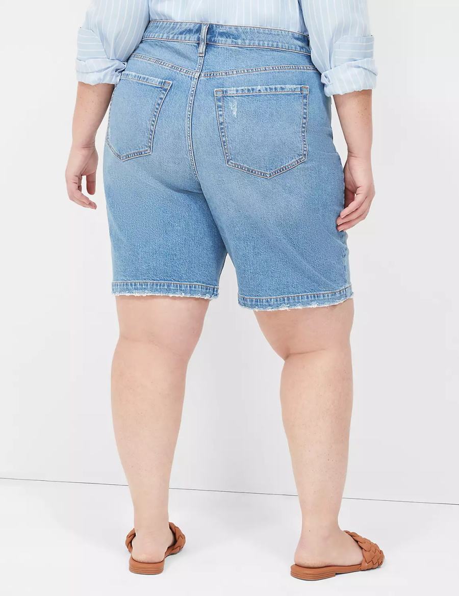 Women Lane Bryant Boyfriend Fit Bermuda Jean Shorts Blue | BTD7320FE