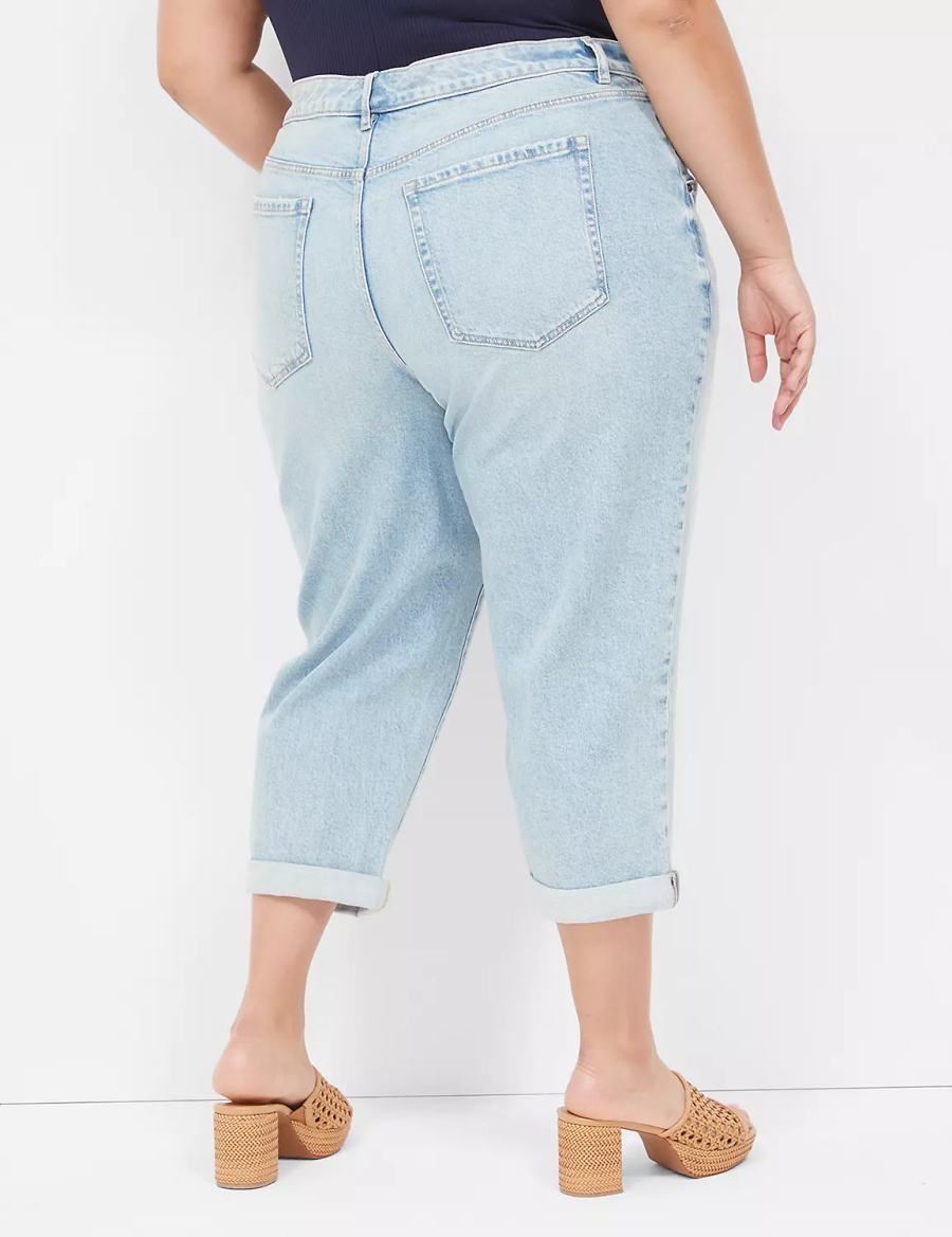 Women Lane Bryant Boyfriend Fit Capri Jeans Light Blue | OBH5747JE