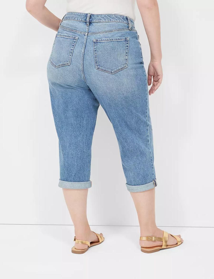 Women Lane Bryant Boyfriend Fit Capri Jeans Blue | IRA1425BF