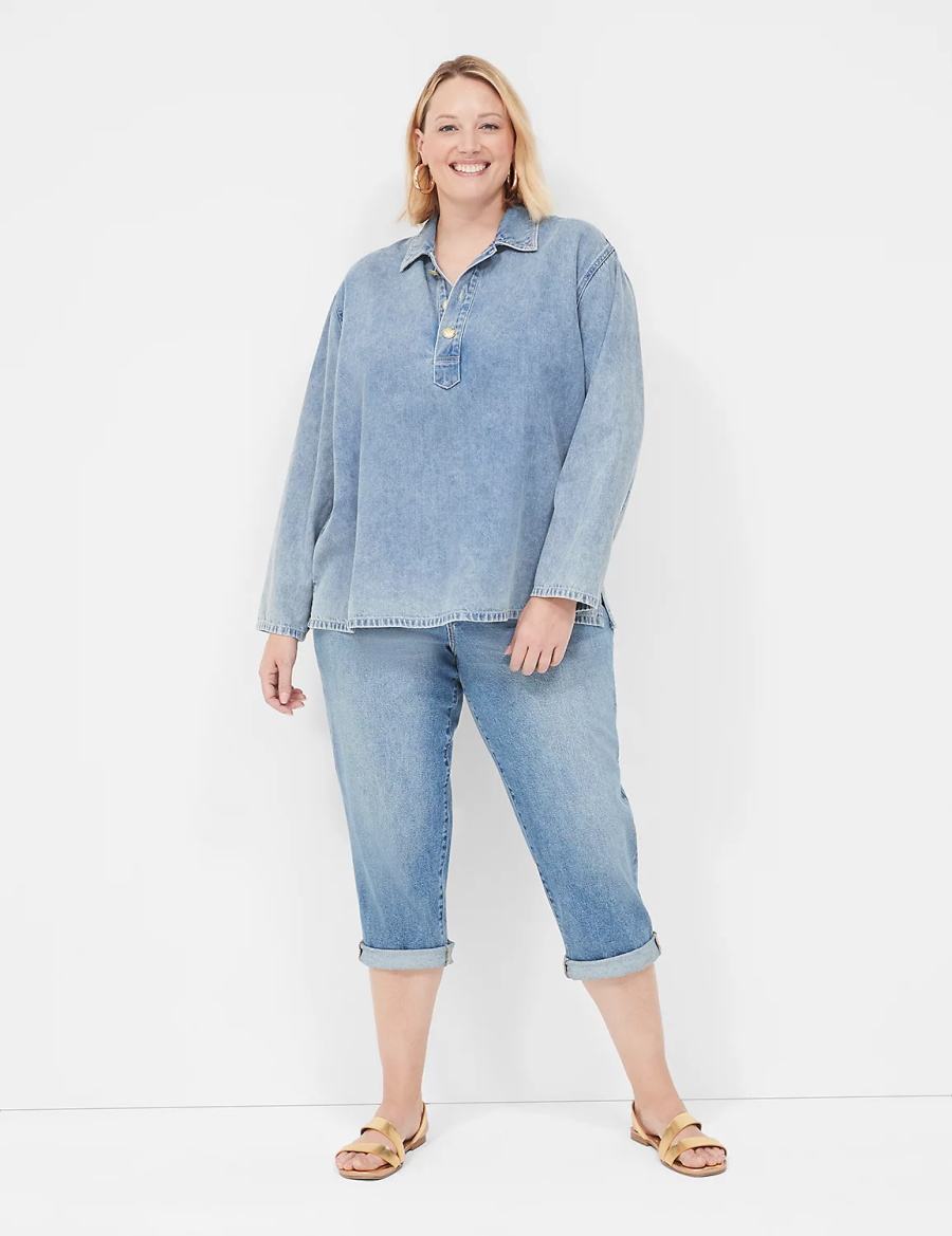 Women Lane Bryant Boyfriend Fit Capri Jeans Blue | IRA1425BF