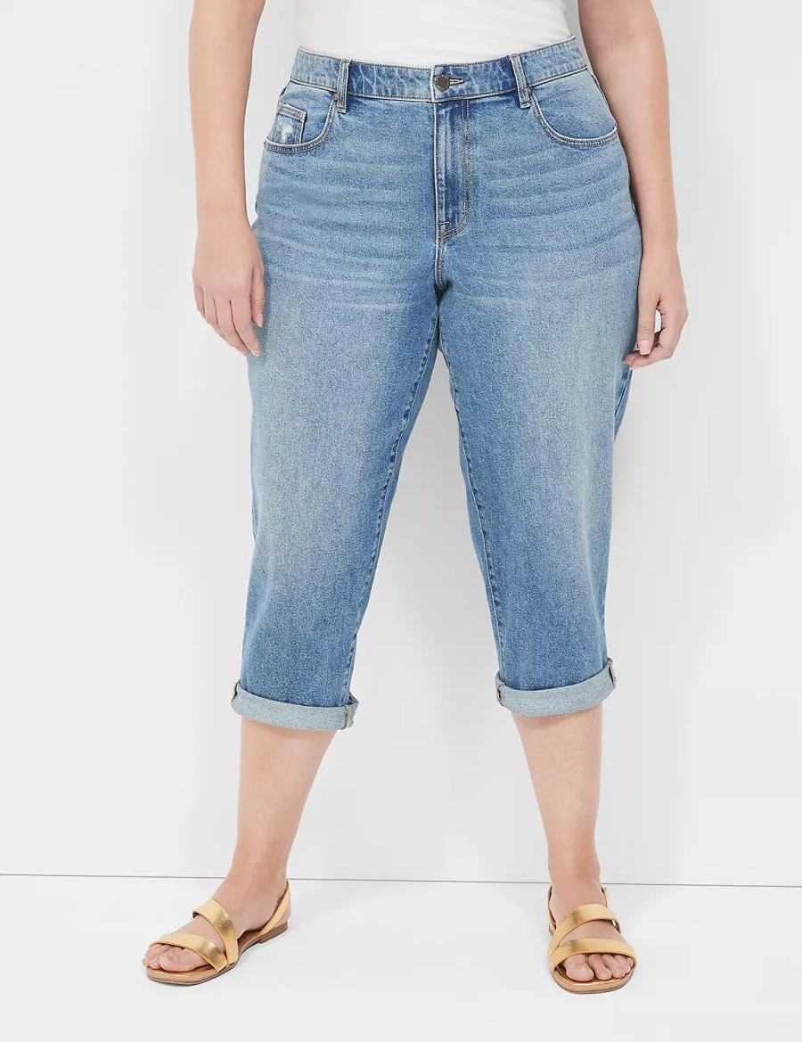 Women Lane Bryant Boyfriend Fit Capri Jeans Blue | IRA1425BF