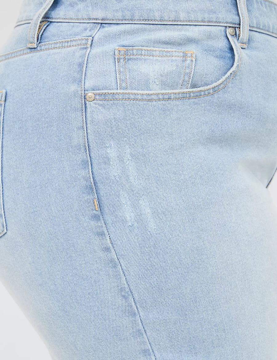 Women Lane Bryant Boyfriend Fit Capri With Embroidery Jeans Light Blue | CRK7931CW