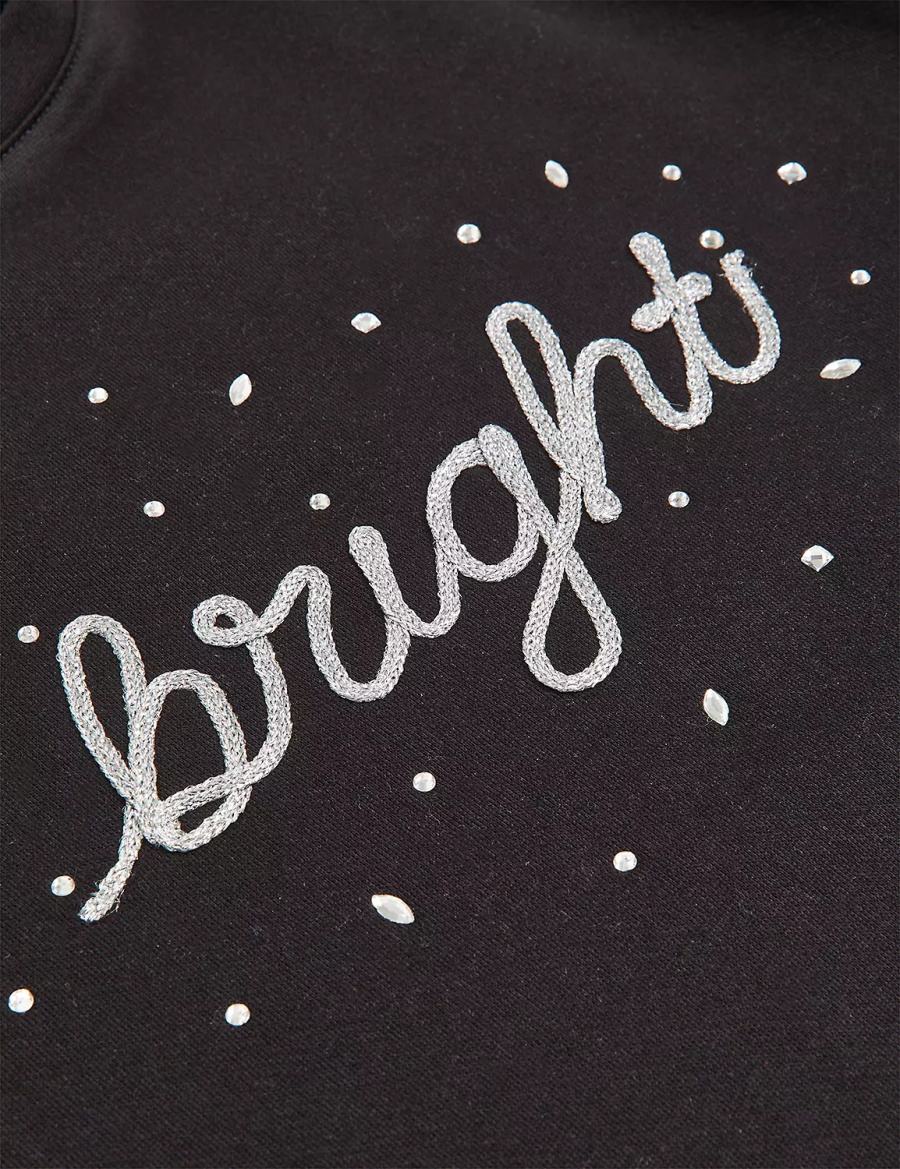 Women Lane Bryant Bright Embroidered Graphic Sweatshirts Black | NIO395FZ