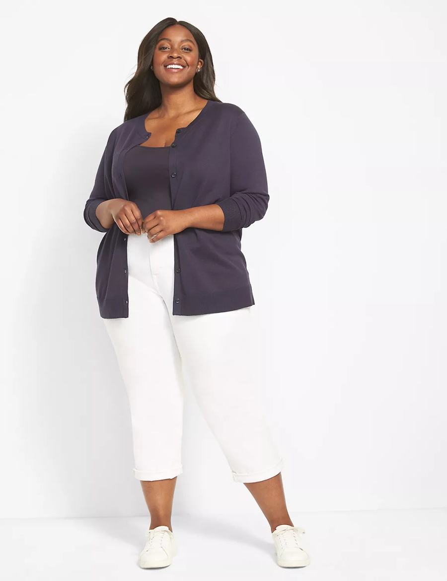 Women Lane Bryant Button-Front Cardigan Blue | TYK8143HW