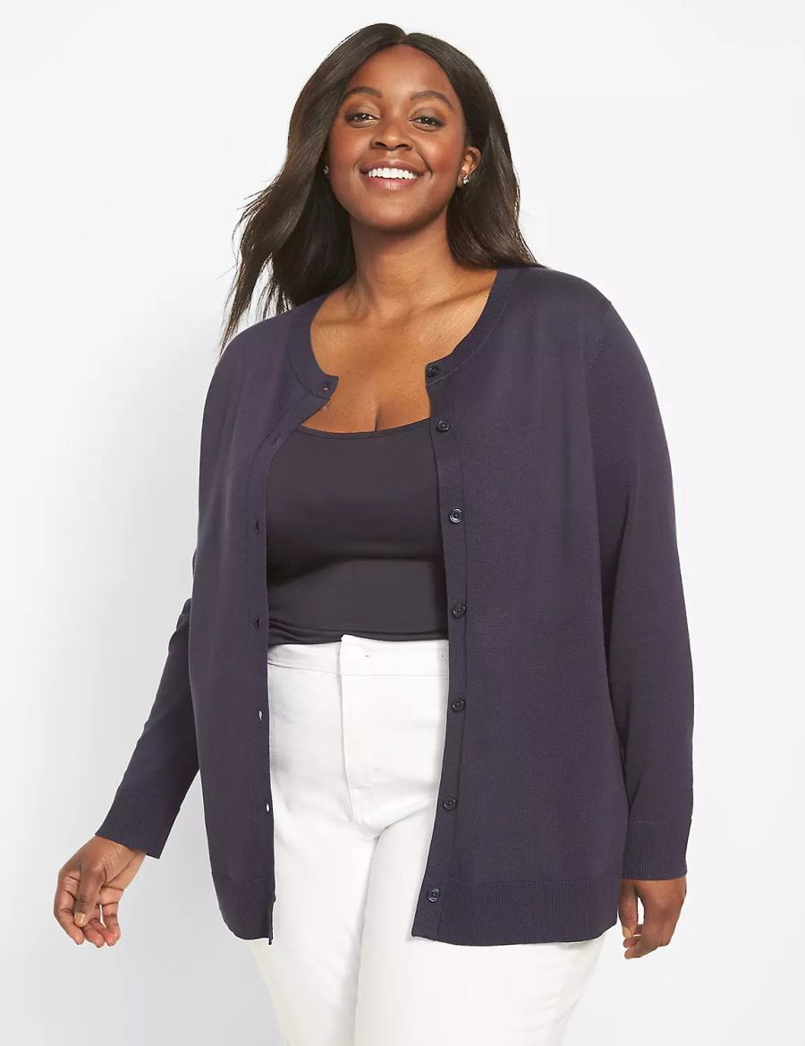 Women Lane Bryant Button-Front Cardigan Blue | TYK8143HW