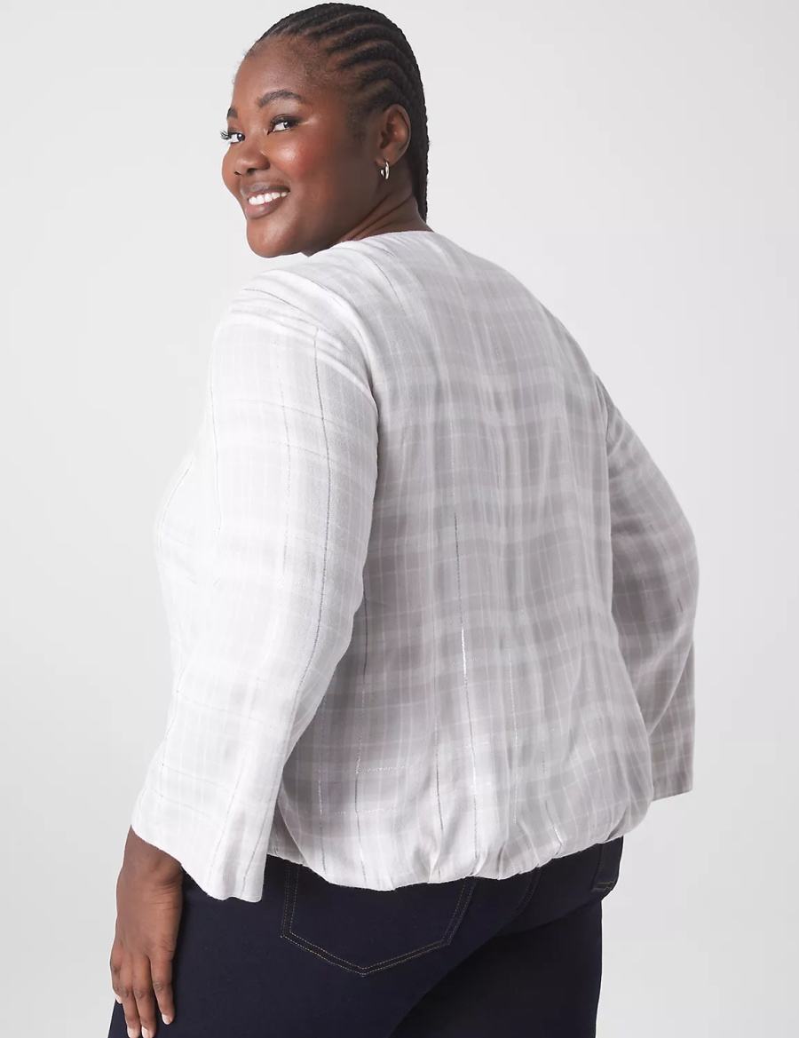 Women Lane Bryant Classic Button-Down Tie-Hem Top Shirts White | WLB3099XR