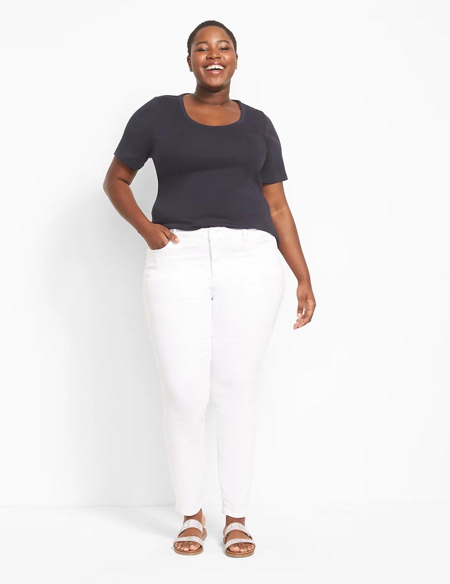 Women Lane Bryant Classic Perfect Sleeve Scoop-Neck Tee T Shirts Blue | HES9023YK