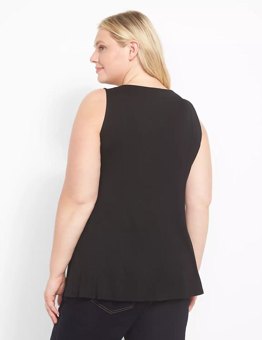 Women Lane Bryant Classic Scoop-Neck Fit & Flare Tank Top Black | YAQ7326ZC