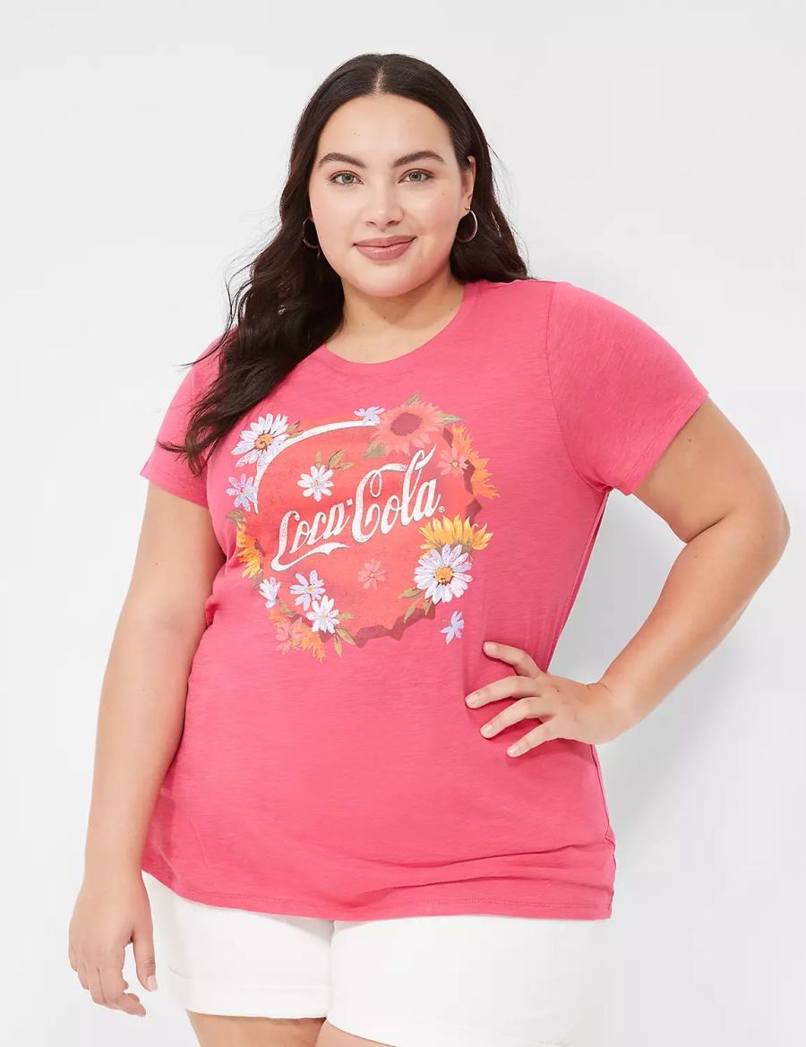 Women Lane Bryant Coca-Cola Graphic Tee T Shirts Pink | VTB3753VR