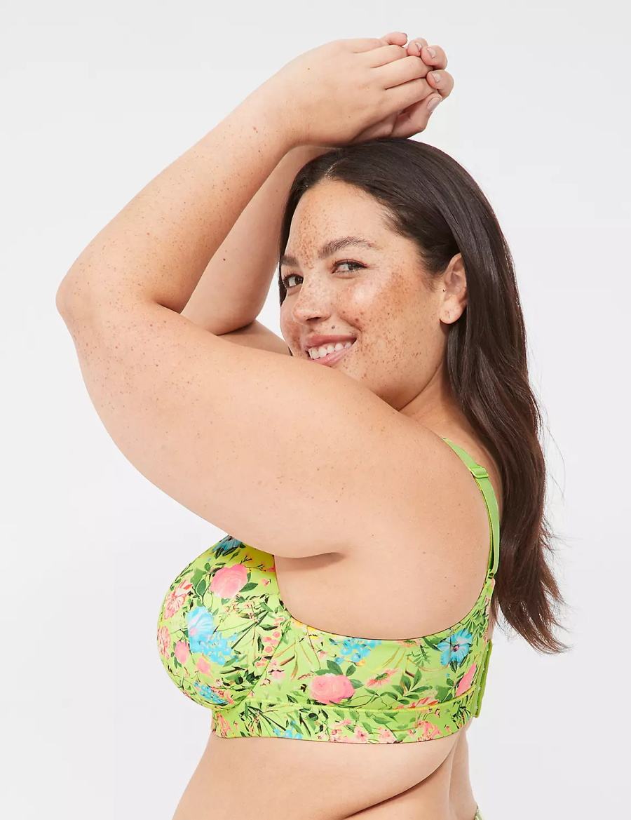 Women Lane Bryant Comfort Bliss Lightly Lined Plunge Bralettes Green | BOC212ZR