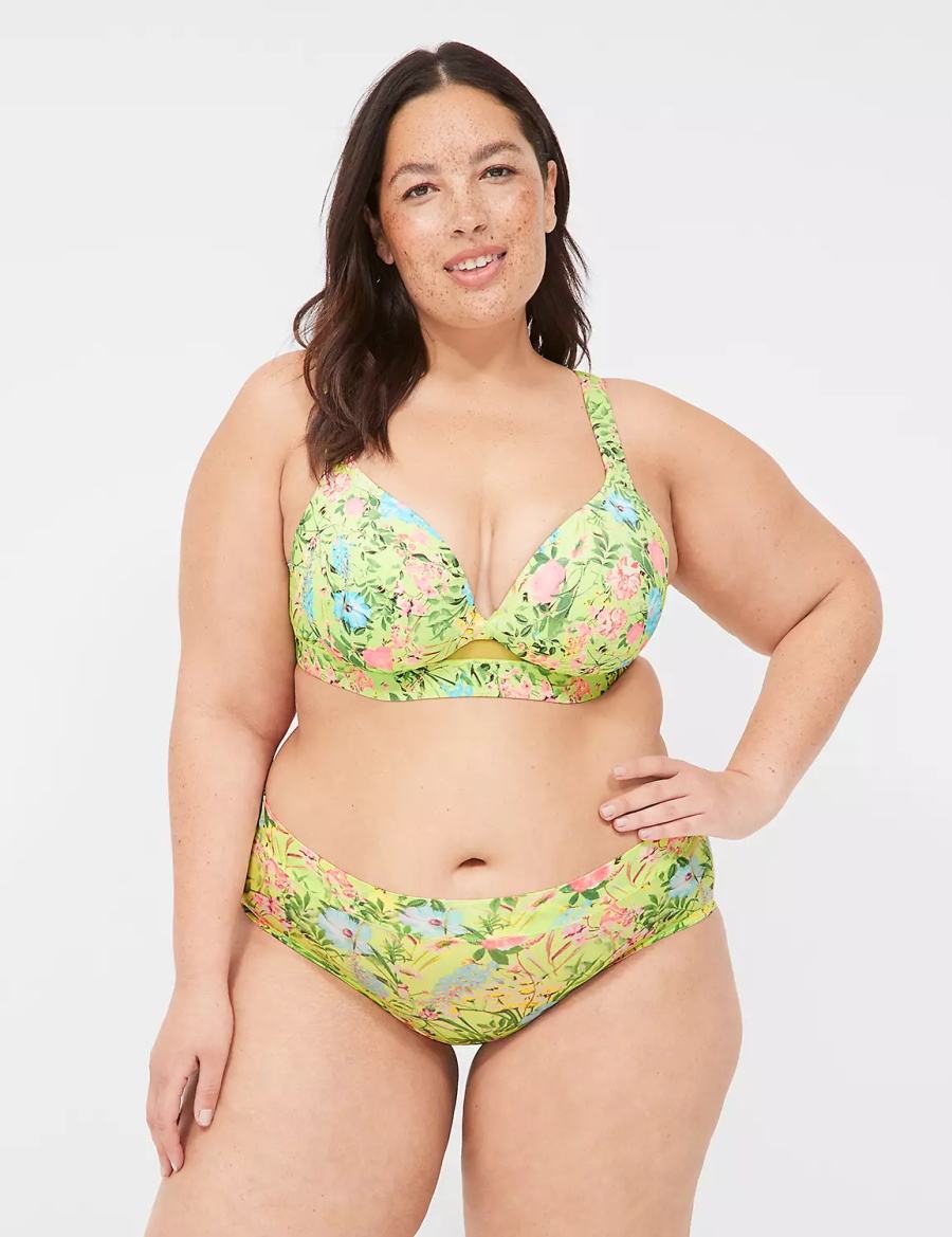 Women Lane Bryant Comfort Bliss Lightly Lined Plunge Bralettes Green | BOC212ZR