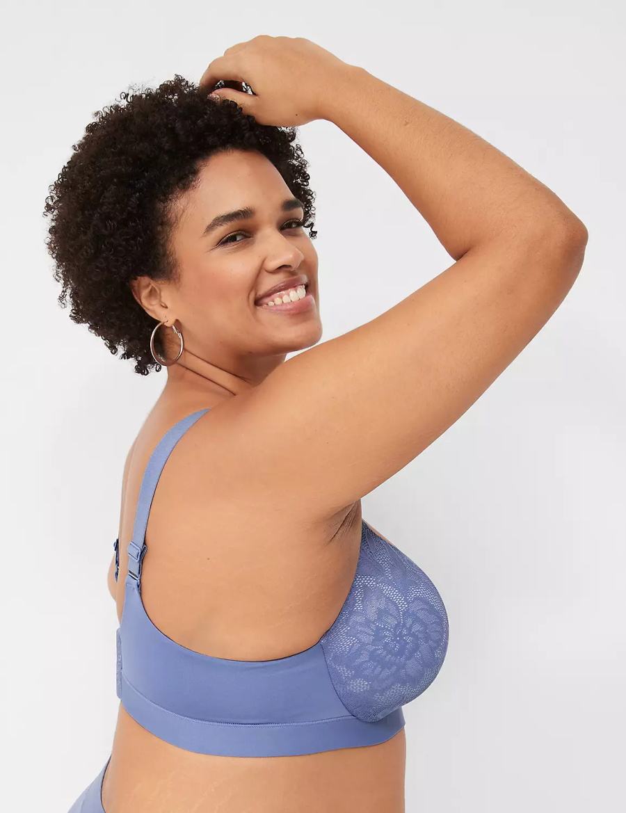 Women Lane Bryant Comfort Bliss Lightly Lined Plunge Bralettes Blue | BRD79100DP