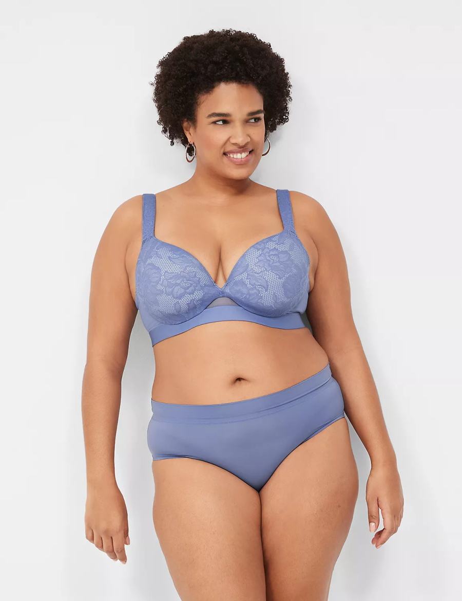 Women Lane Bryant Comfort Bliss Lightly Lined Plunge Bralettes Blue | BRD79100DP