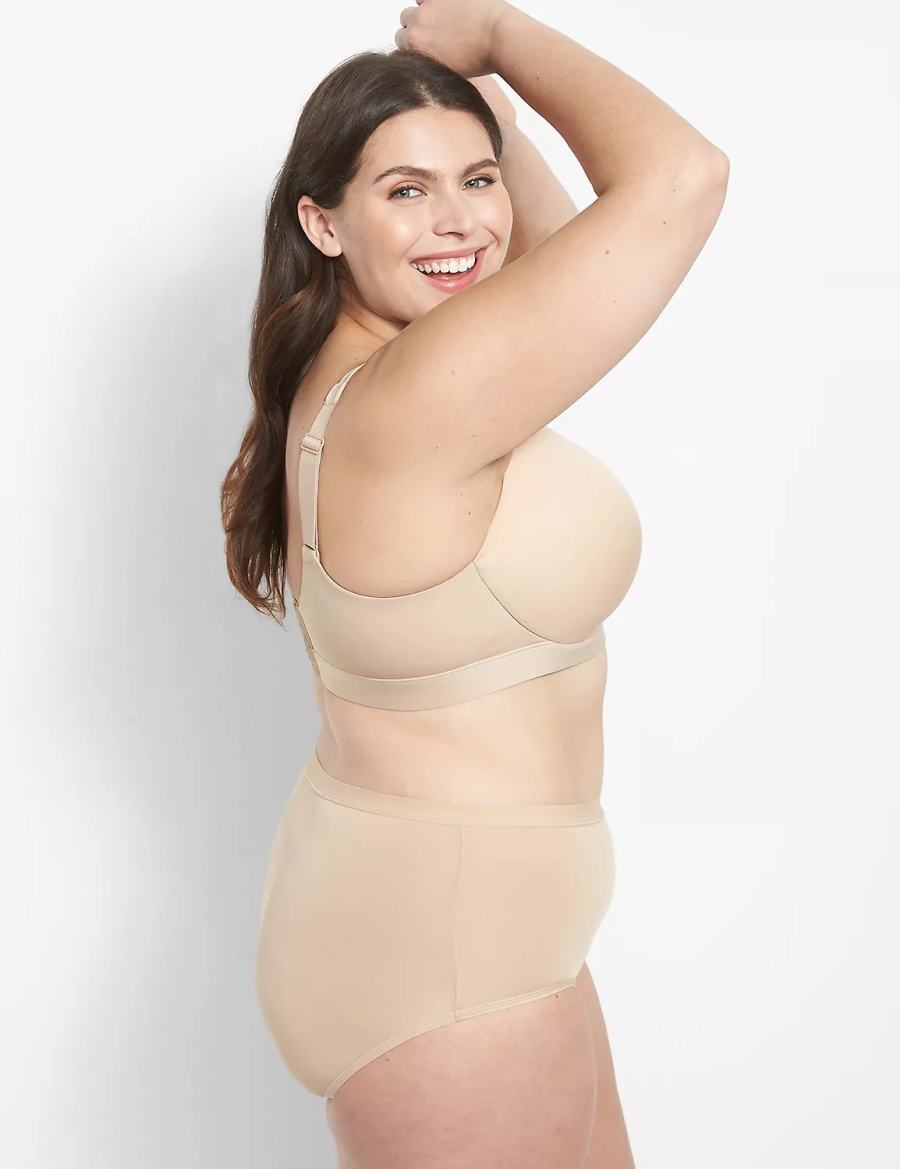 Women Lane Bryant Comfort Bliss Lightly Lined Full Coverage Bralettes Beige | CTX6016JN