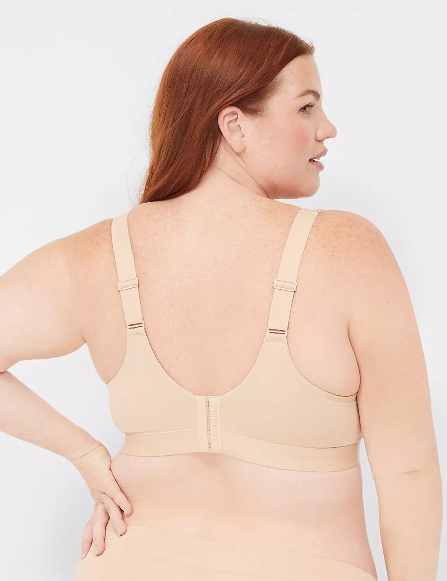 Women Lane Bryant Comfort Bliss Lightly Lined Plunge Bralettes Beige | NMV7256AA