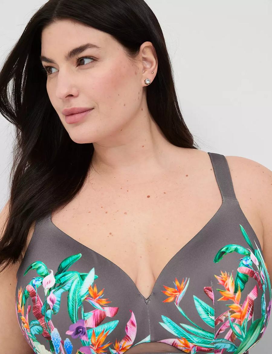 Women Lane Bryant Comfort Bliss Lightly Lined Full Coverage Bralettes Green Multicolor | ZCZ9517YE