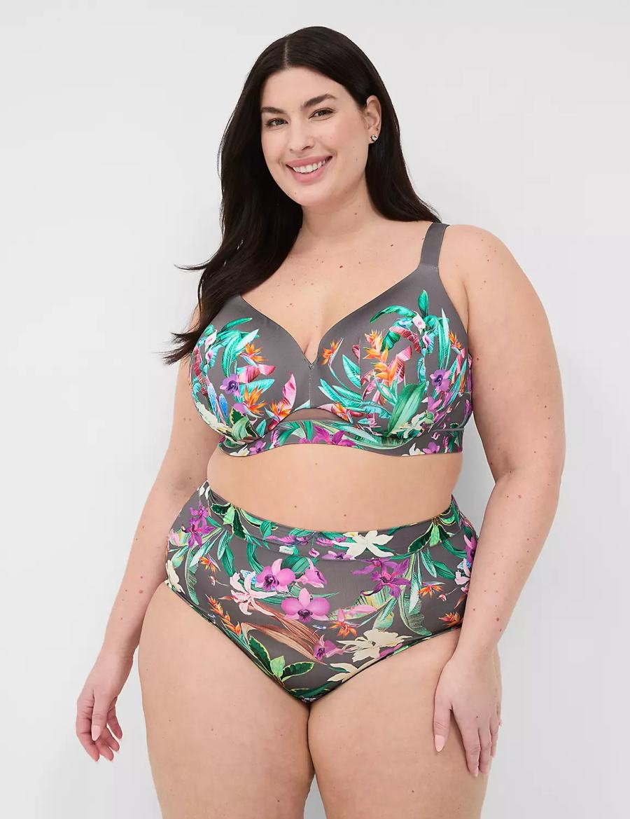 Women Lane Bryant Comfort Bliss Lightly Lined Full Coverage Bralettes Green Multicolor | ZCZ9517YE